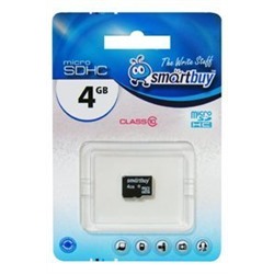 Карта флэш-памяти MicroSD  4 Гб Smart Buy без SD адаптера (class 10)