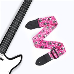 Ремень для гитары, розовый, кошечки, длина 60-117 см, ширина 5 см