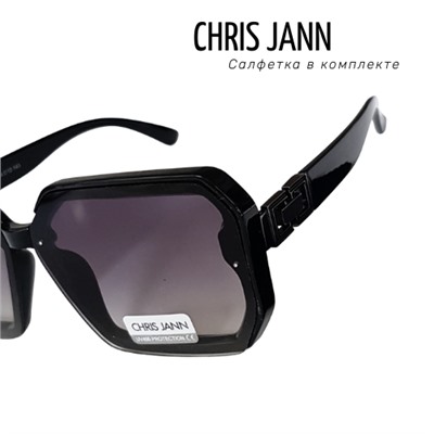Очки солнцезащитные CHRIS JANN с салфеткой, женские, чёрные, 31930А-CJ0677, арт.219.077