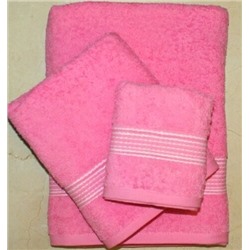Набор махровых полотенец "Трио"-розовый 3 шт (40*70 см, 50*90 см,70*130 см) в индив. упак. хлопок 100%