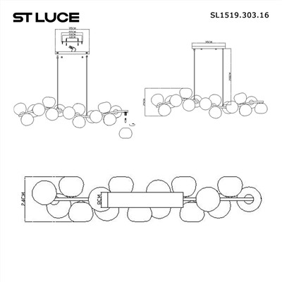 SL1519.303.16 Светильник подвесной ST-Luce Латунь/Белый G9 16*5W 4000K