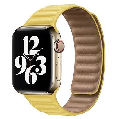 Ремешок - ApW31 Apple Watch 42/44/45/49 mm экокожа на магните (yellow)