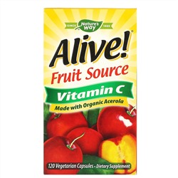 Nature's Way, Alive!, фруктовый источник витамина С, 120 вегетарианских капсул