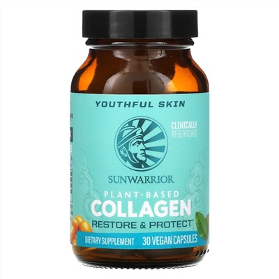 Sunwarrior, Plant-Based Collagen, Restore & Protect, 30 Vegan Capsules