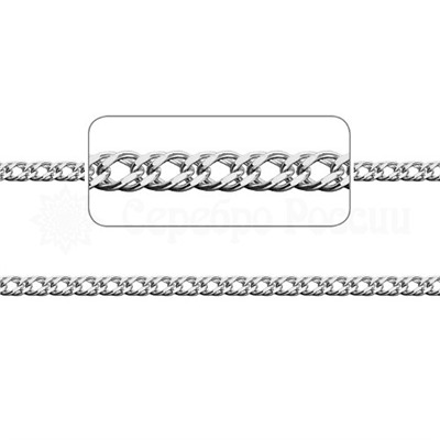 Цепь из серебра Двойной ромб родированная, 60 см, сечение проволоки 0,5 мм. 925 пробы 81050050160