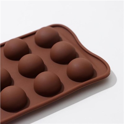 Форма для шоколада Доляна «Браво», силикон, 21×10,5×3 см, 15 ячеек, цвет коричневый