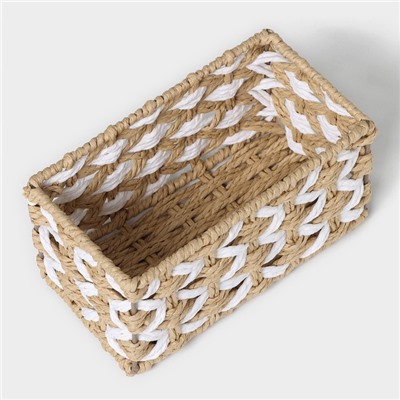 Корзина для хранения плетёная ручной работы Доляна «Айка», 19×11×10 см, цвет бежево-белый