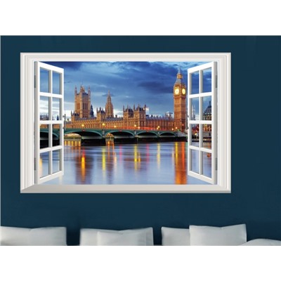 Виниловая наклейка Окно с видом на Лондон 3D