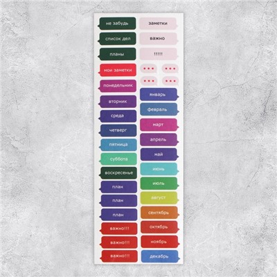 Бумажные наклейки на подложке «Заметки», для ежедневника 6 × 21 см