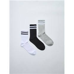 Набор из 3 пар носков с полосками белый