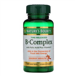 Nature's Bounty, Комплекс витаминов B, Time Released, 125 таблеток в оболочке