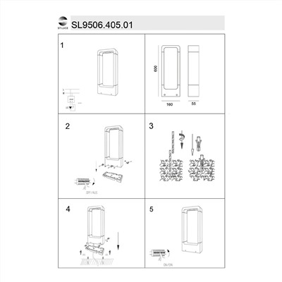 SL9506.405.01 Светильник уличный наземный ST-Luce Черный LED 1*7W 4000K