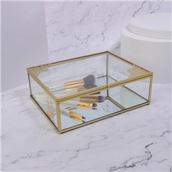 Органайзер для хранения «GREAT», с крышкой, стеклянный, с зеркальным дном, 1 секция, 20 × 16 × 6,5 см, цвет прозрачный/медный