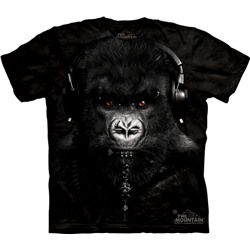 3д футболка горилла в наушниках