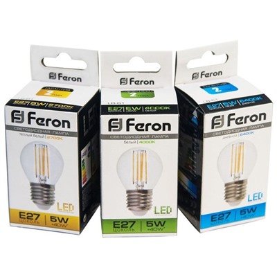 Лампа светодиодная Feron, E27, 5 Вт, 230 В, белый теплый свет
