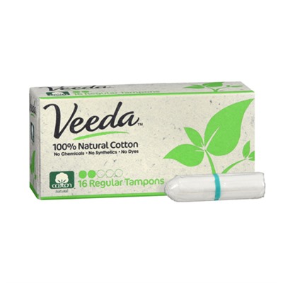 Тампоны "Veeda" Regular Tampons из натурального хлопка без аппликатора Veeda, 16 шт