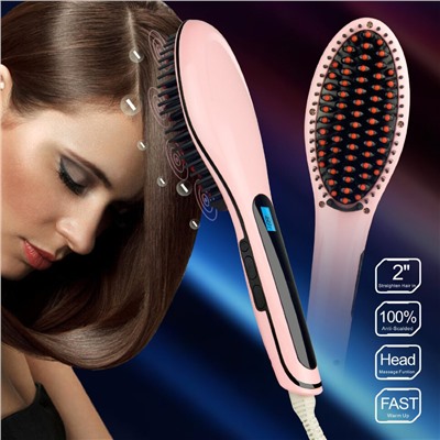 Расческа-выпрямитель "FAST HAIR STRAIGHTENER" HQT-906 Pink