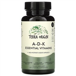 Terra Origin, A-D-K Essential Vitamins, 60 Liquid Capsules
