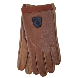 Мужские перчатки комбинированные, цвет коричневый