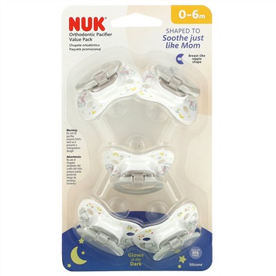NUK, Orthodontic Pacifier Value Pack, Animals, 0-6 Months, 5 Pack