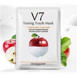 BIOAQUA V7 Маска-салфетка для лица с полифенолами яблока (Увлажняет, освежает, улучшающая цве