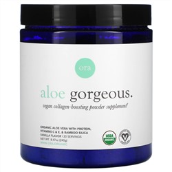 Ora, Aloe Gorgeous, Vegan Collagen-Boosting Powder Supplement, Vanilla Flavor, 8.47 oz (240 g)