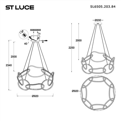 SL6505.203.84 Светильник подвесной ST-Luce Золотистый/Золотистый LED 1*84W 4000K