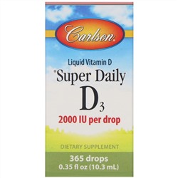 Carlson Labs, Super Daily D3, 2000 МЕ, 10,3 мл (0,35 жидк. унции)