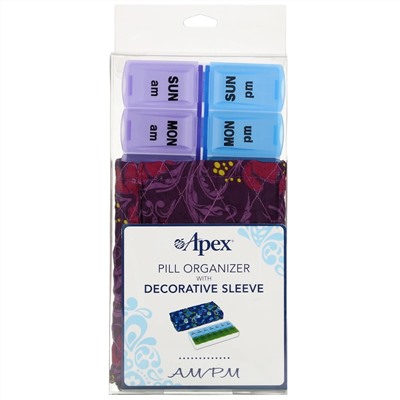 Apex, Pill Organizer with Decorative Sleeve, AM/PM, 2 Pill Organizers