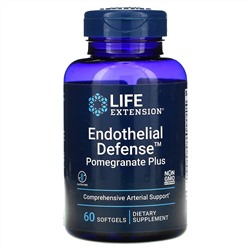 Life Extension, эндотелиальная защита, экстракт граната Pomegranate Plus, 60 капсул