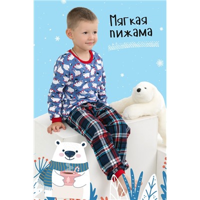 IvDt-ПЖ0173 Пижама детская с начесом "Белый Мишка"