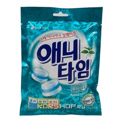 Леденцы без сахара с молочно-мятным вкусом Ксилитол Энитайм Xylitol Anytime Milk Mint Lotte, Корея, 60 г