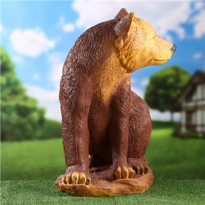 Садовая фигура "Медведь сидя большой" коричневый, 40х50х48см