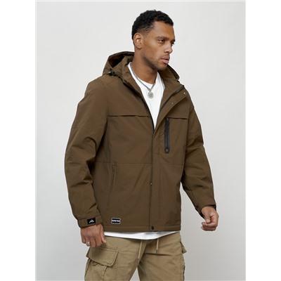 Куртка молодежная мужская весенняя с капюшоном коричневого цвета 702K