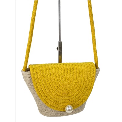 Летняя плетеная сумка, цвет молочный-желтый