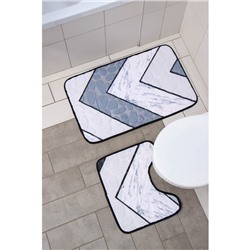 Коврики для ванной и туалета Доляна «Галька геометрическая», 2 шт: 40×50 см, 50×80 см, цвет МИКС