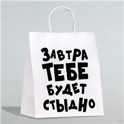 Подарочный пакет  Завтра тебе будет стыдно  - 30 х 24 см.