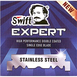 Лезвия для бритья односторонние для шаветок Swift EXPERT USA Stainless Steel 100шт. в картонном блоке