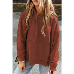 Chestnut Quilted Patchwork Exposed Seam Hoodie