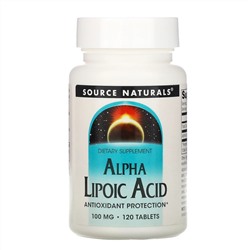 Source Naturals, Альфа-липоевая кислота, 100 мг, 120 таблеток