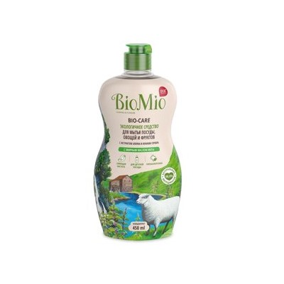 BioMio средство д/мытья посуды/овощ/фрукт с экстр хлопка/ион серебра с эфир маслом мяты 450мл