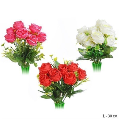 Цветок искусственный Роза кустовая 30 см / WH-25 /уп 300/1200/ (Белый)
