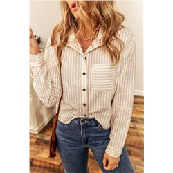 Stripes Chest Pocket Crinkled Shirt