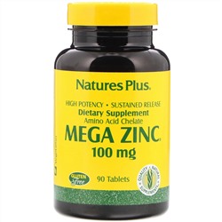 Nature's Plus, Mega Zinc, 100 мг, 90 таблеток