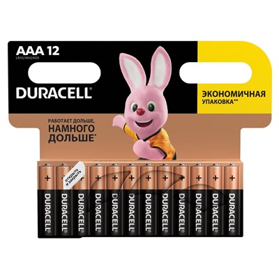 Батарейка DURACELL BASIC ААА 1.5V/LR03 (12 шт.) (Щелочной элемент питания)