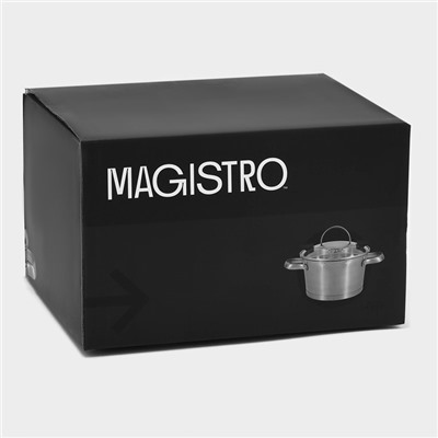 Кастрюля из нержавеющей стали Magistro HiTech Steel, 2 л, d=18 см, h=11 см, слив для воды, капсульное дно, индукция