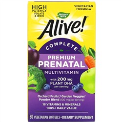 Nature's Way, Alive! полноценный мультивитаминный комплекс для беременных, 60 вегетарианских мягких таблеток