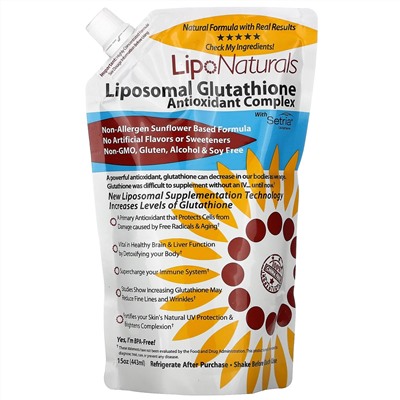 Lipo Naturals, Антиоксидантный комплекс - липосомальный глютатион с сетрией, 15 ж. унц. (443 мл)