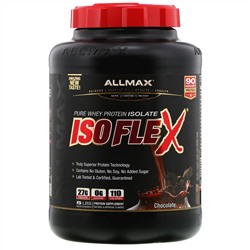ALLMAX Nutrition, Isoflex, на 100% чистый изолят сывороточного протеина (фильтрация ИСП частицами, заряженными ионами), со вкусом шоколада, 2,27 кг (5 фунтов)
