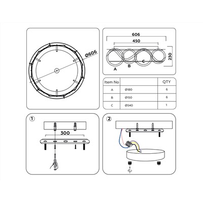 Потолочная люстра TR5327/6 GD/FR золото/белый матовый E14/6 max 40W D606*230